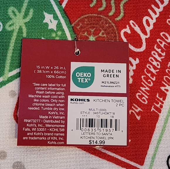 St. Nicholas Square Letters to Santa Kitchen Towel - Picture 3 of 6